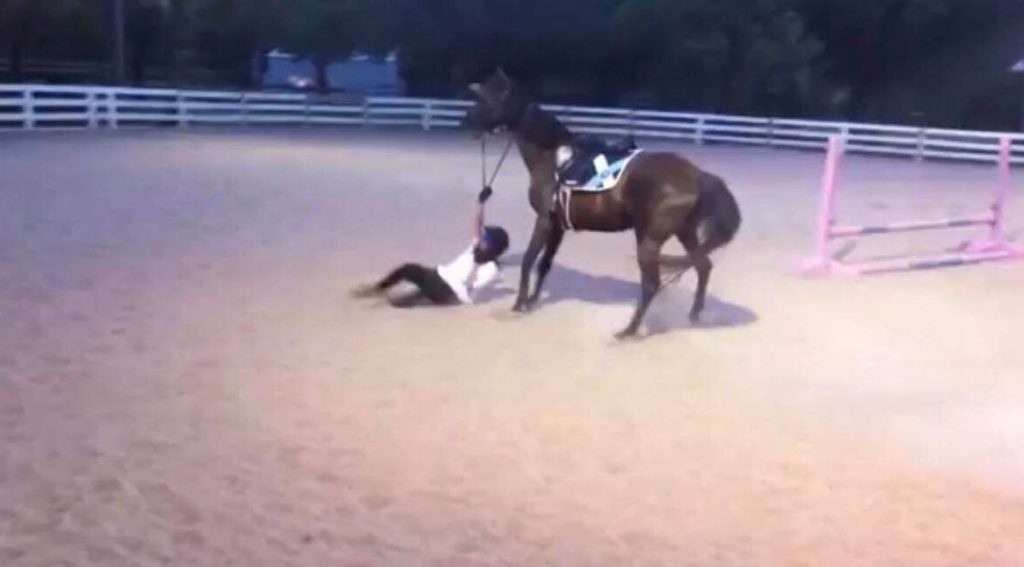 Bucking Horse Throws Off His Rider But Apologizes To Her Because He
